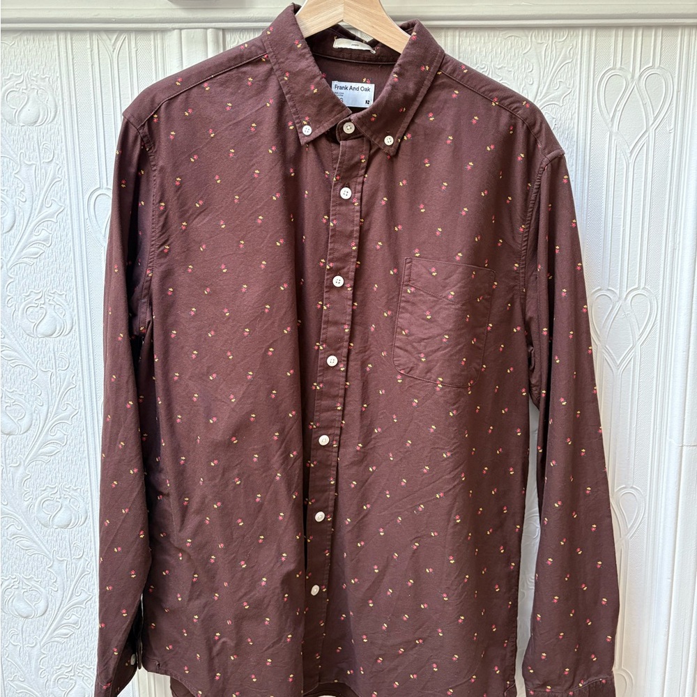 Frank & Oak Maroon Button-Down Shirt
